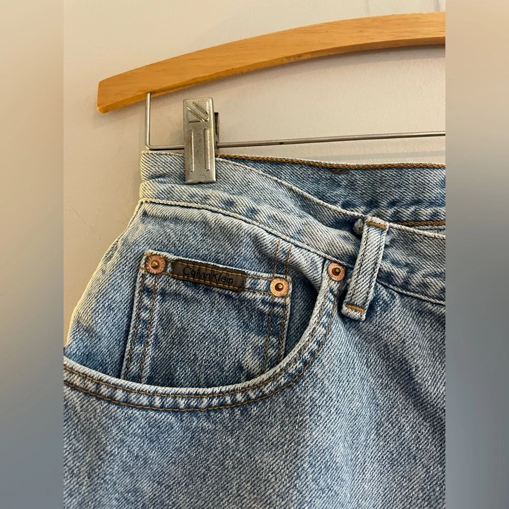 Vintage Calvin Klein Light Wash Denim Shorts Cuffed - Picture 2 of 5
